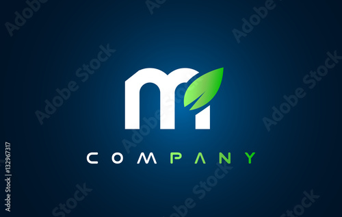 Alphabet letter m leaf logo icon design