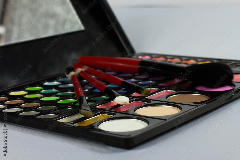 Eyeshadow Palette. Decorative cosmetics. Makeup brushes Eyeshadow Palette. Decorative cosmetics. Makeup brushes