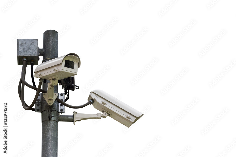 CCTV security camera, Closed circuit television isolated on white background, This has clipping path. copy space 