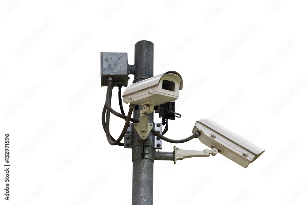 CCTV security camera, Closed circuit television isolated on white background, This has clipping path.