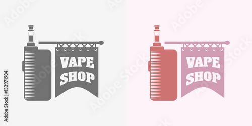 Vape shop logo, symbol or label vector template. Color and monochrome
