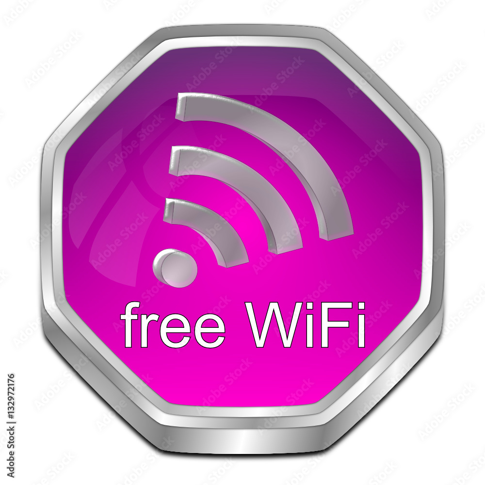 free wireless WiFi button - 3D illustration free wireless WiFi button - 3D illustration