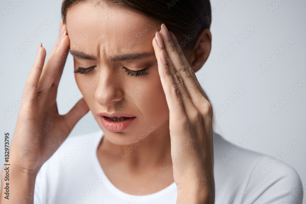 Health. Beautiful Woman Having Strong Headache, Feeling Pain Health. Beautiful Woman Having Strong Headache, Feeling Pain