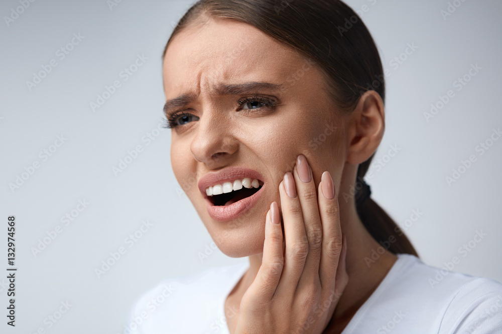 Tooth Pain. Beautiful Woman Feeling Strong Pain, Toothache Tooth Pain. Beautiful Woman Feeling Strong Pain, Toothache