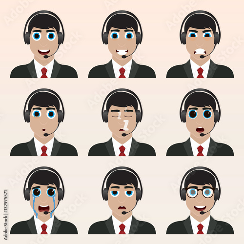 Set of cute operator emoticons.
