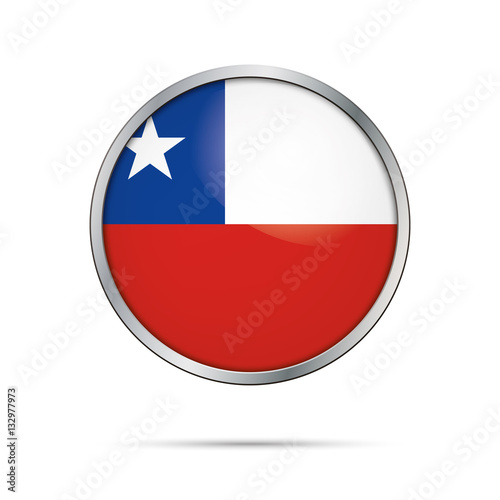 Vector Chilean flag button. Chile flag in glass button style with metal frame Free Download Vector Chilean flag button. Chile flag in glass button style with metal frame - GFXLoad
