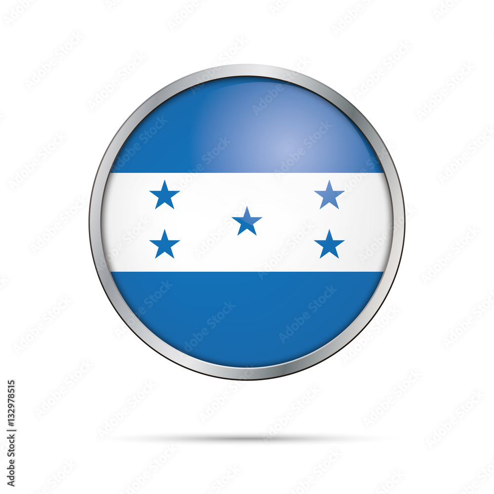 Vector Honduras flag in glass button style with metal frame Vector Honduras flag in glass button style with metal frame