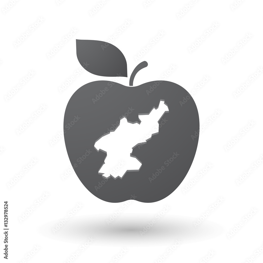 Isolated apple with the map of North Korea Isolated apple with the map of North Korea