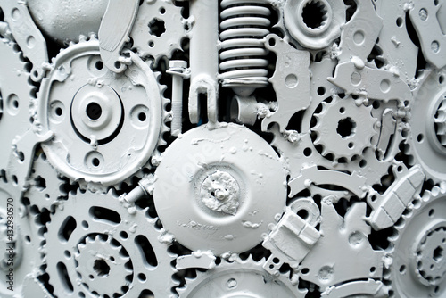 White mechanical background.
White machinery abstract.