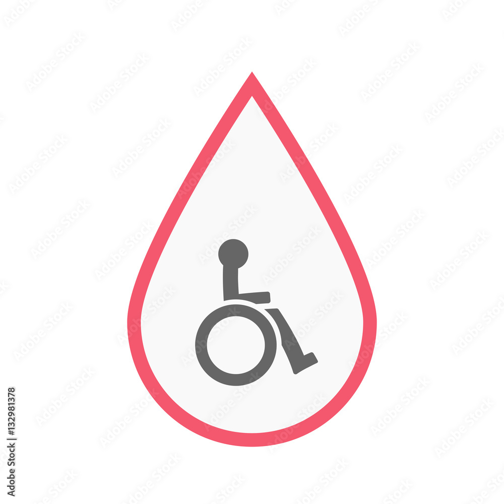 Isolated blood drop with a human figure in a wheelchair icon Isolated blood drop with a human figure in a wheelchair icon