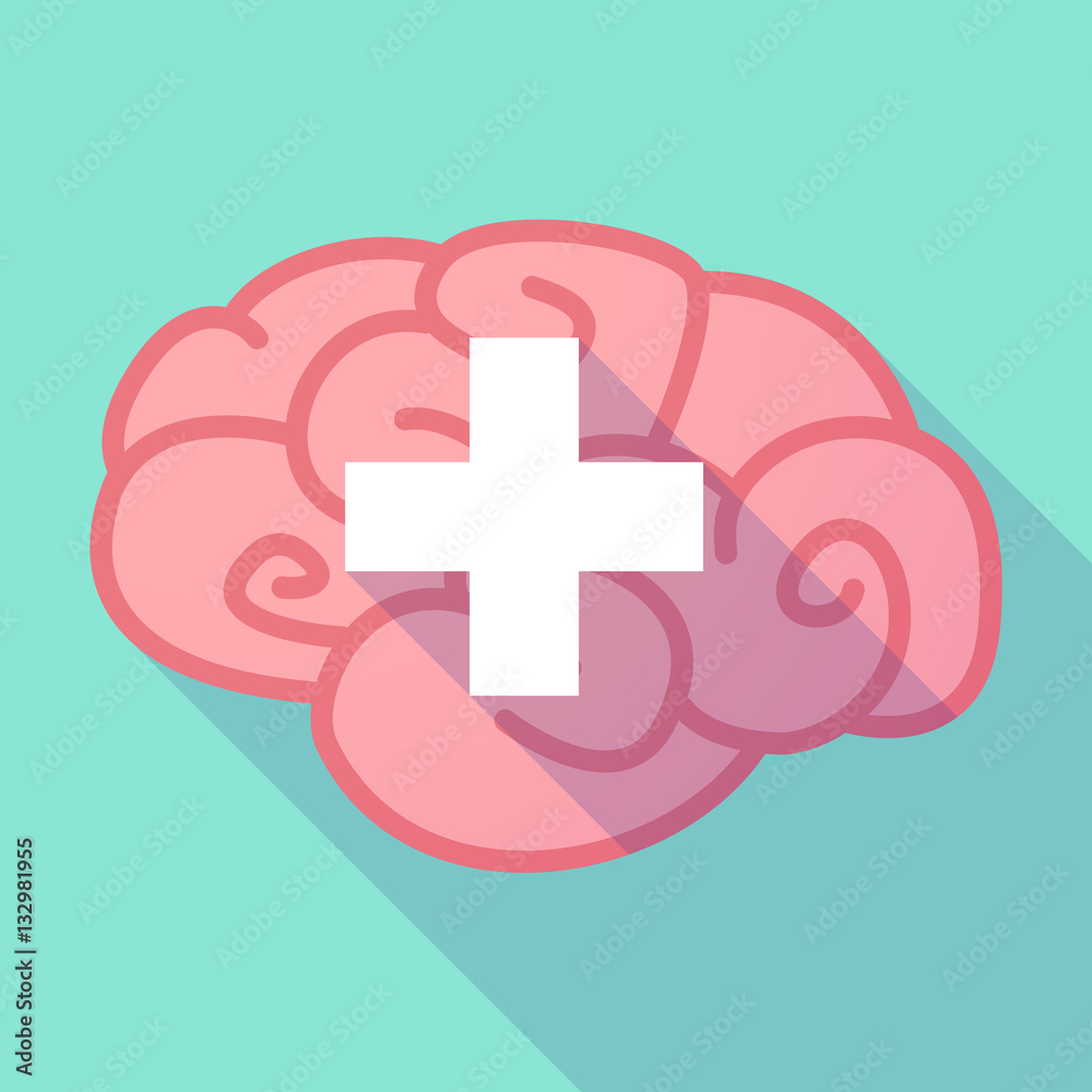 Obraz premium Long shadow brain with the Swiss flag