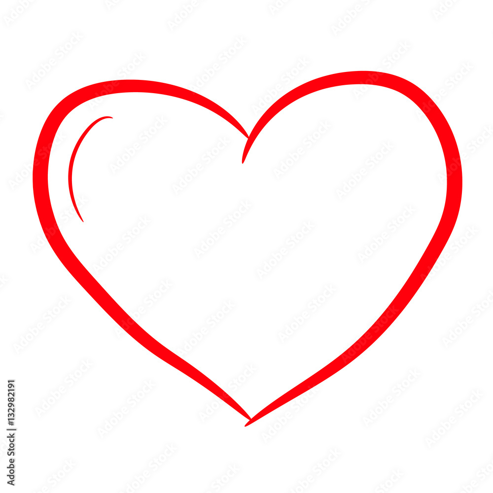 heart symbol of Valentine's Day, red vector illustration contour