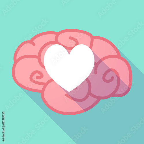 Long shadow brain with  the heart poker playing card sign
