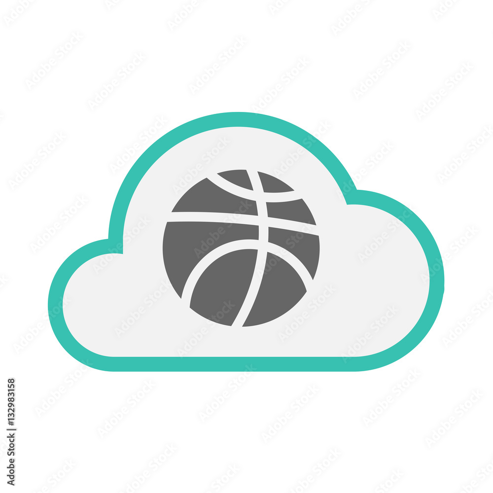 Isolated cloud with a basketball ball Isolated cloud with a basketball ball