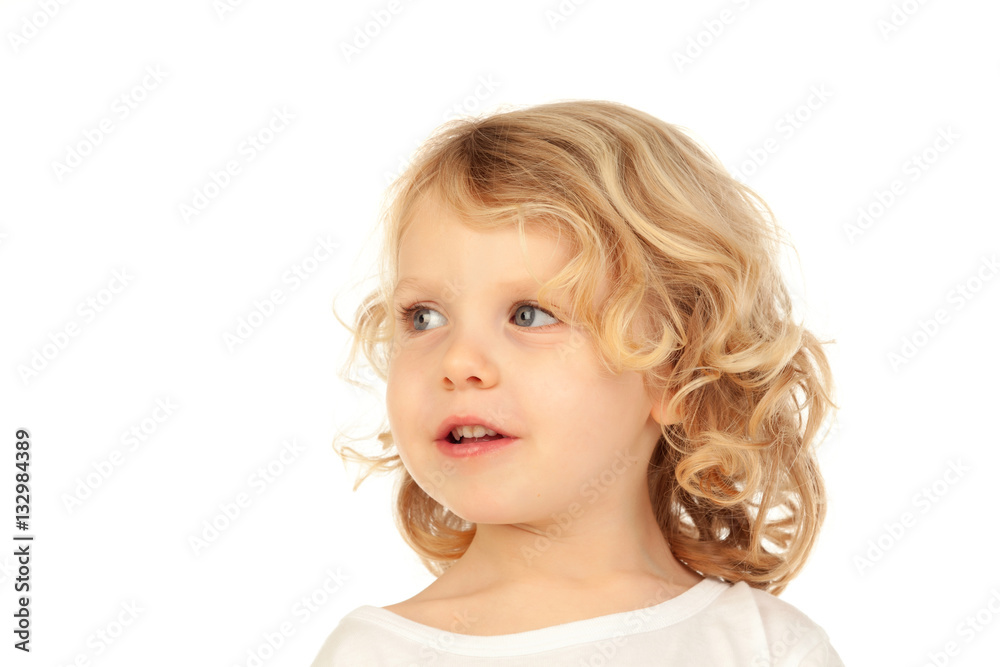Small blond child imagining something Small blond child imagining something
