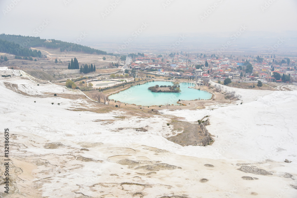 Picturesque View of Pamukkale During Winter in Turkey