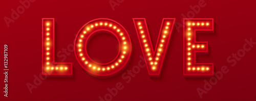 Love Retro light banner. Valentines card. Vector illustration