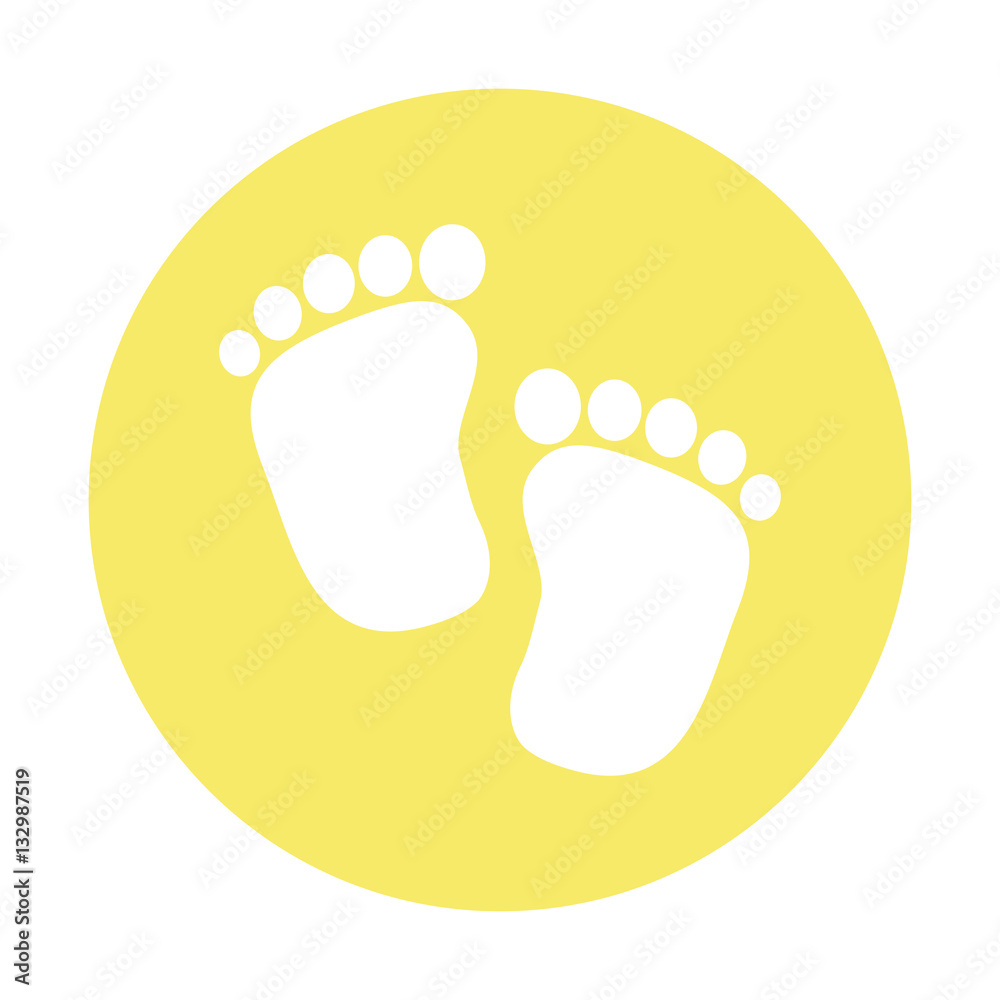 baby feet icon over yellow circle and white background. colorful design. vector illustration baby feet icon over yellow circle and white background. colorful design. vector illustration