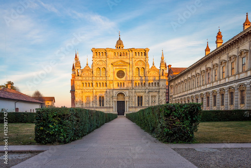 Pavia Carthusian monastery and gardens close up.