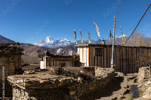 traditional stone build village of Jhong, Nepal photo