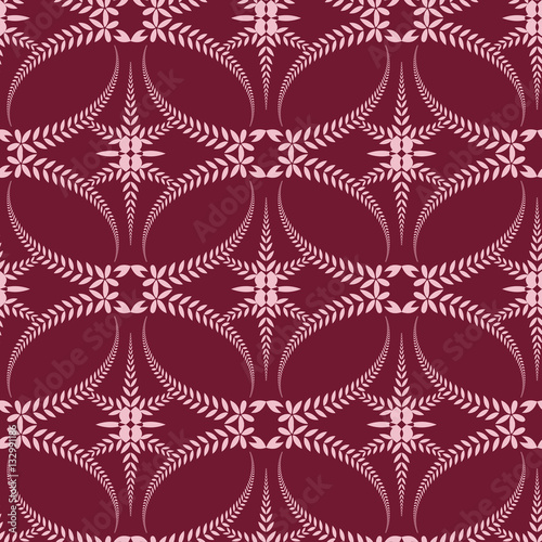 Religion seamless pattern. Laurel wreath, lace view texture with cross. Ceremonial, funeral background. Swirl stylized ornament. Brown, beige colored. Vector 