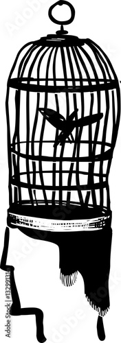 Head-cage person. Freedom of the mind concept 