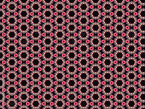 Bright pattern with the colors of beads on a dark background