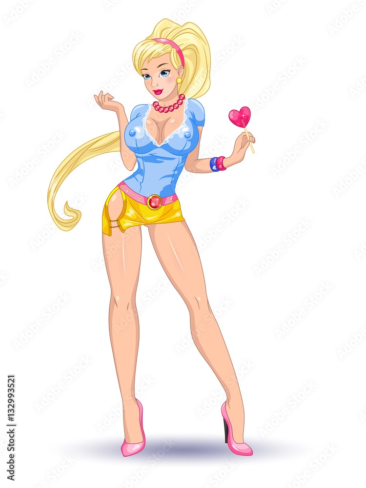 Sexy busty girl in pinup style Stock Vector | Adobe Stock
