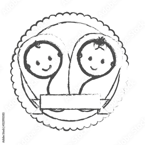 seal stamp with cute babies wrapped in a blankets icon over white background. vector illustration