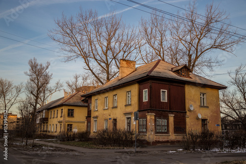 Old Soviet houses built by German prisoners after World War II in the late 40's 
