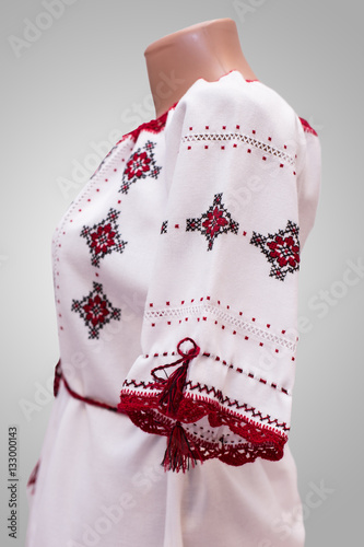shirt female national folklore, a folk costume Ukraine, isolated on gray white background