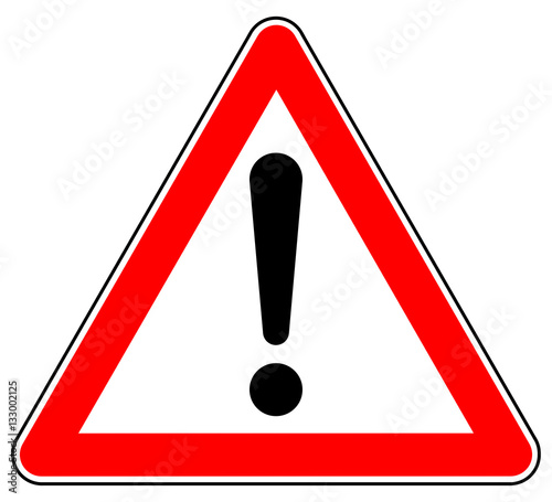 sd44 Schild-Dreieckig - german: Hinweis Zeichen - Achtung Gefahrenstelle - english: attention sign /  hazard warning sign / exclamation mark - triangle red xxl g4925