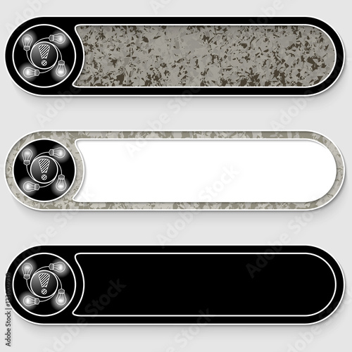 Set of three vector abstract buttons and striped exclamation mar
