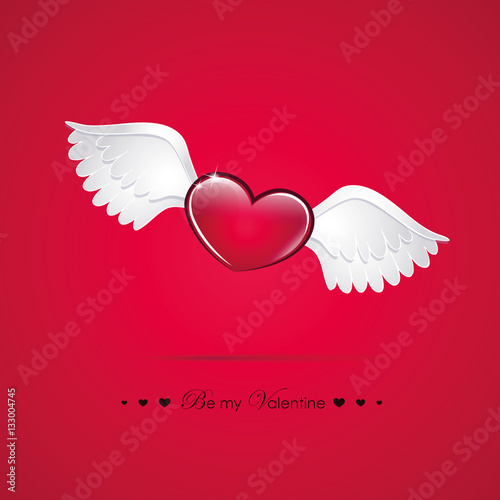pinkes valentinsherz mit flügeln