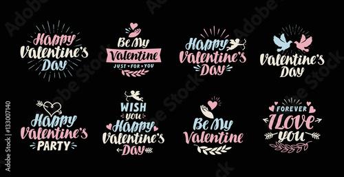 Valentines day illustrations and typography elements. Label vector