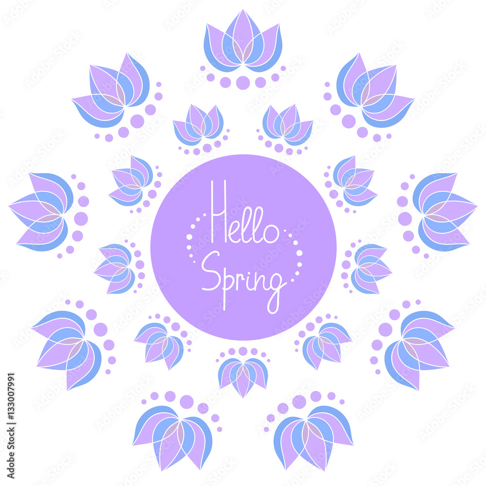 Obraz premium Hello spring frame with lotuses