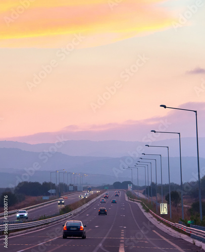 Highway at sunset
