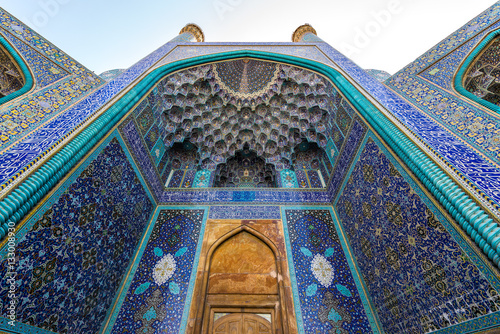 Main entrance to Shah Mosque also called Imam mosque in Isfahan city, Iran photo