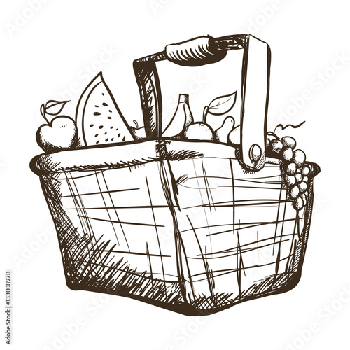 basket with fruits and vegetables icon image vector illustration design 