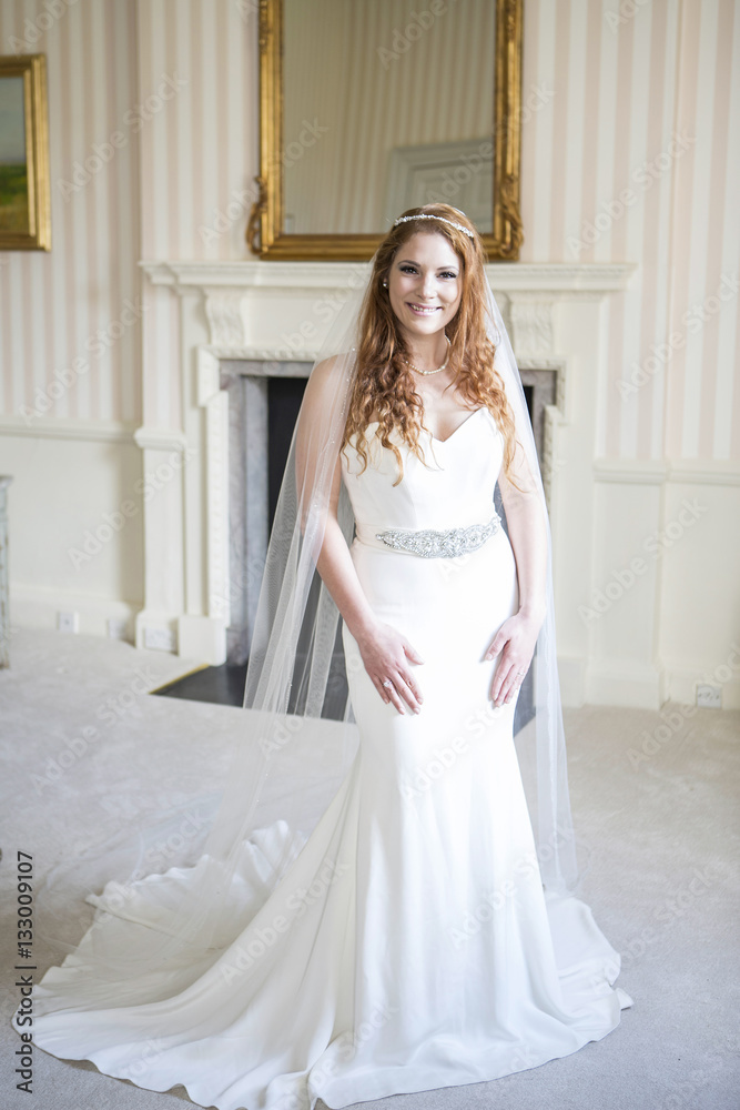 Bride showing off wedding dress Bride showing off wedding dress