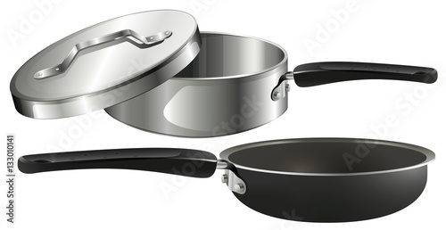 Saucer pan and frying pan
