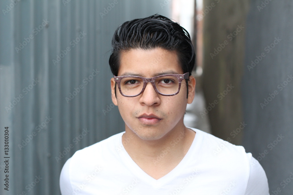 Serious looking Hispanic male copy space Serious looking Hispanic male copy space