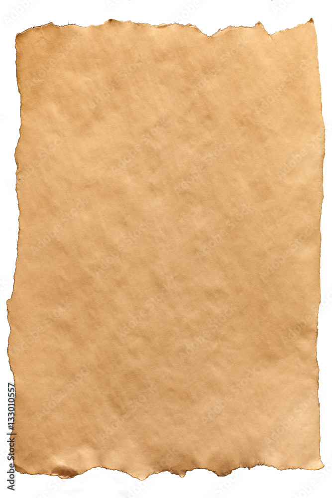 sheet of old yellow paper.