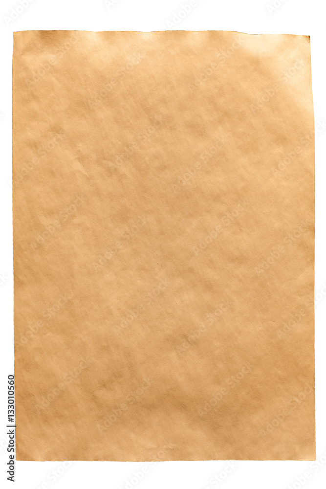 sheet of old yellow paper.