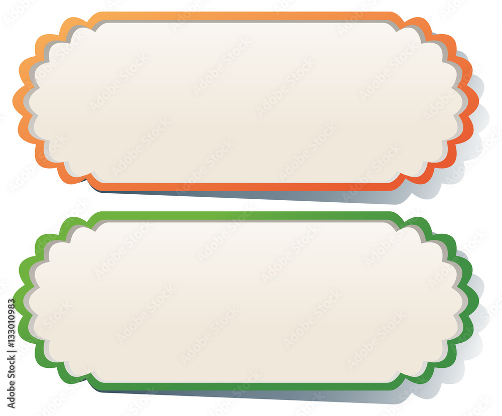 Two labels in orange and green Two labels in orange and green