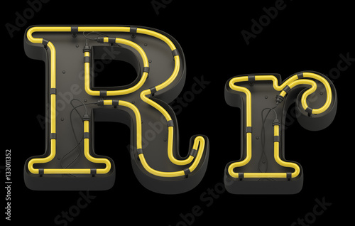 Black board font with yellow neon. 
