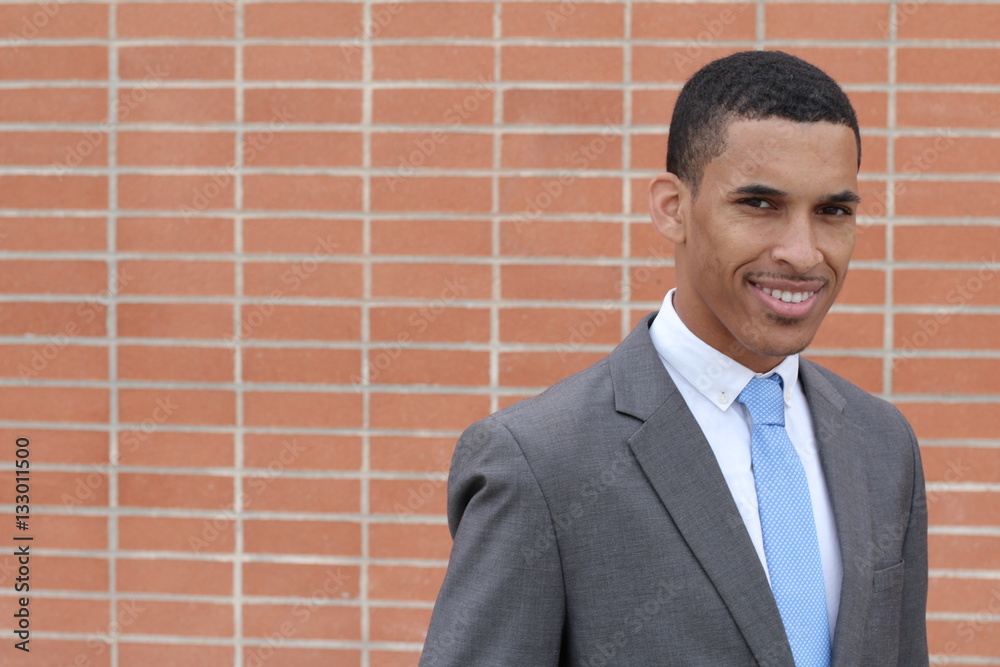 Man gracefully wearing a suit with copy space Man gracefully wearing a suit with copy space