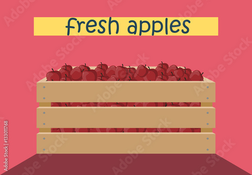 Wooden crate with apples
