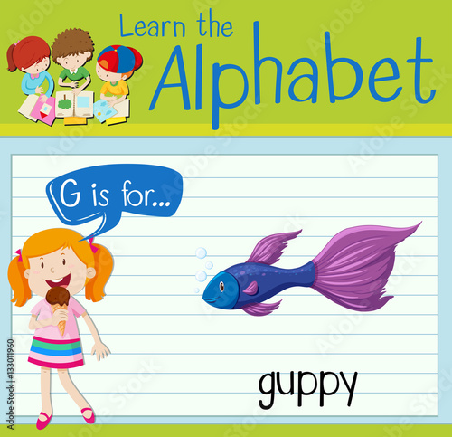 Flashcard letter G is for guppy