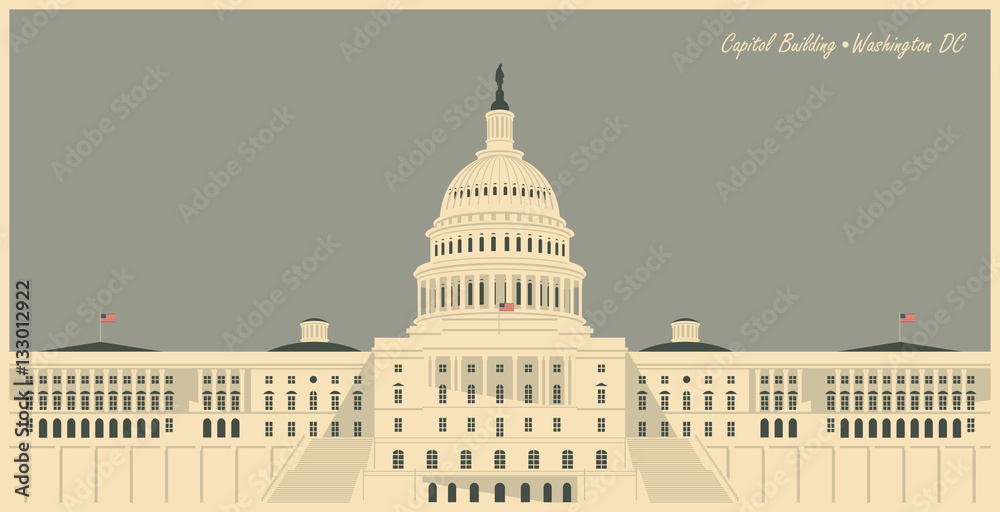Vector illustration Capitol Building in Washington DC